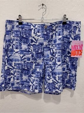 NWT Kortni Jeane Swim Board Shorts Men’s 34 Blue White Vacation Beach Summer